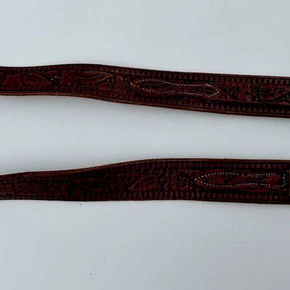Vtg 70s Ranchcraft 3257 Western Floral Boho Horse Tooled Leather Belt Womens 34 - Picture 8 of 15